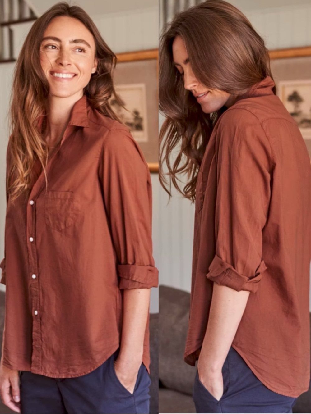 Frank & Eileen Eileen Button Down Shirt Burnt Pumpkin